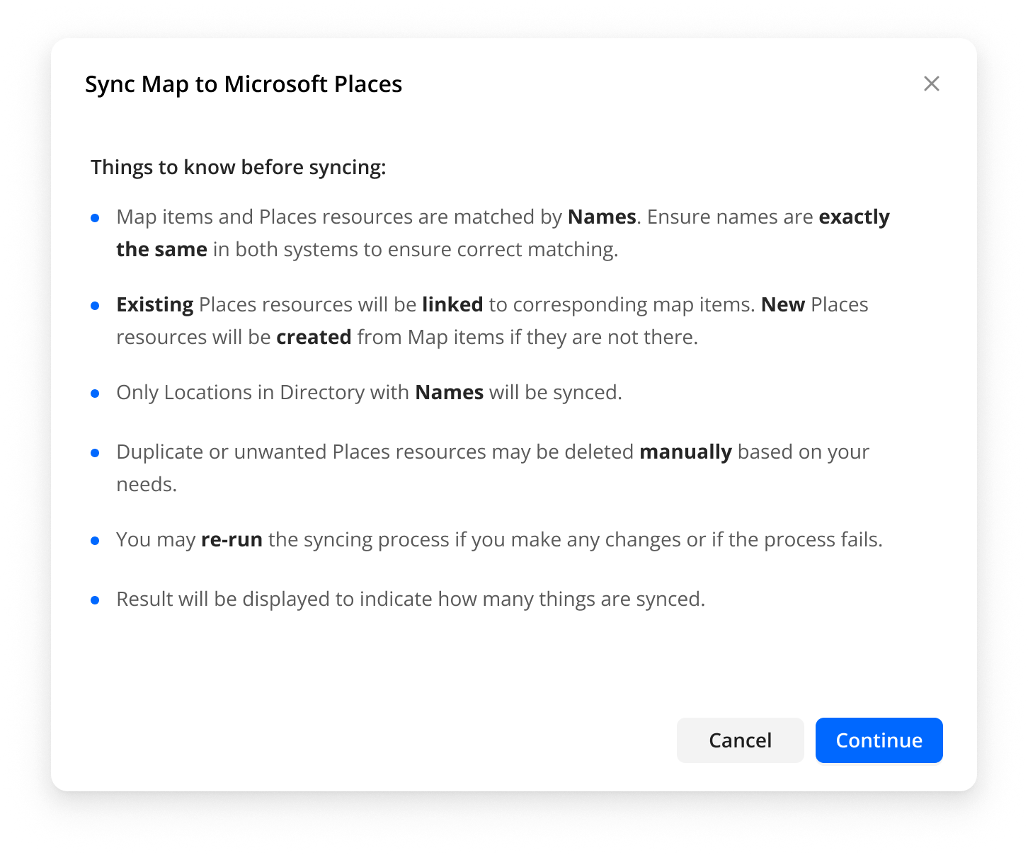 Sync Map to Microsoft Places